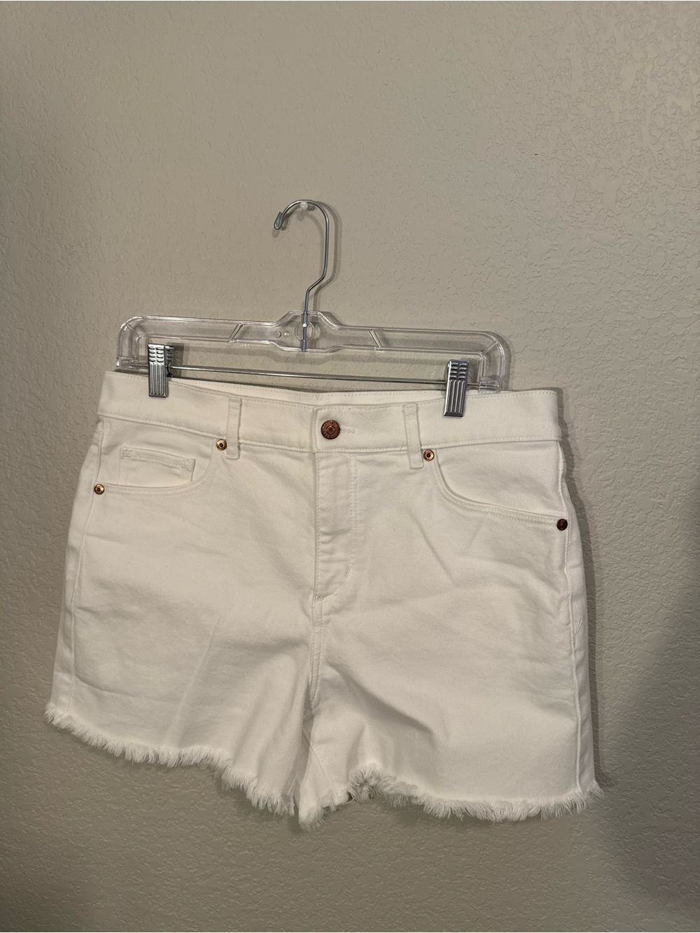 LOFT White Frayed Hem Women's Denim Shorts - Picture 1 of 3